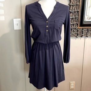 Lilly Pulitzer Navy 💯% Pima Cotton Long Sleeve Gathered Waist - Size XS